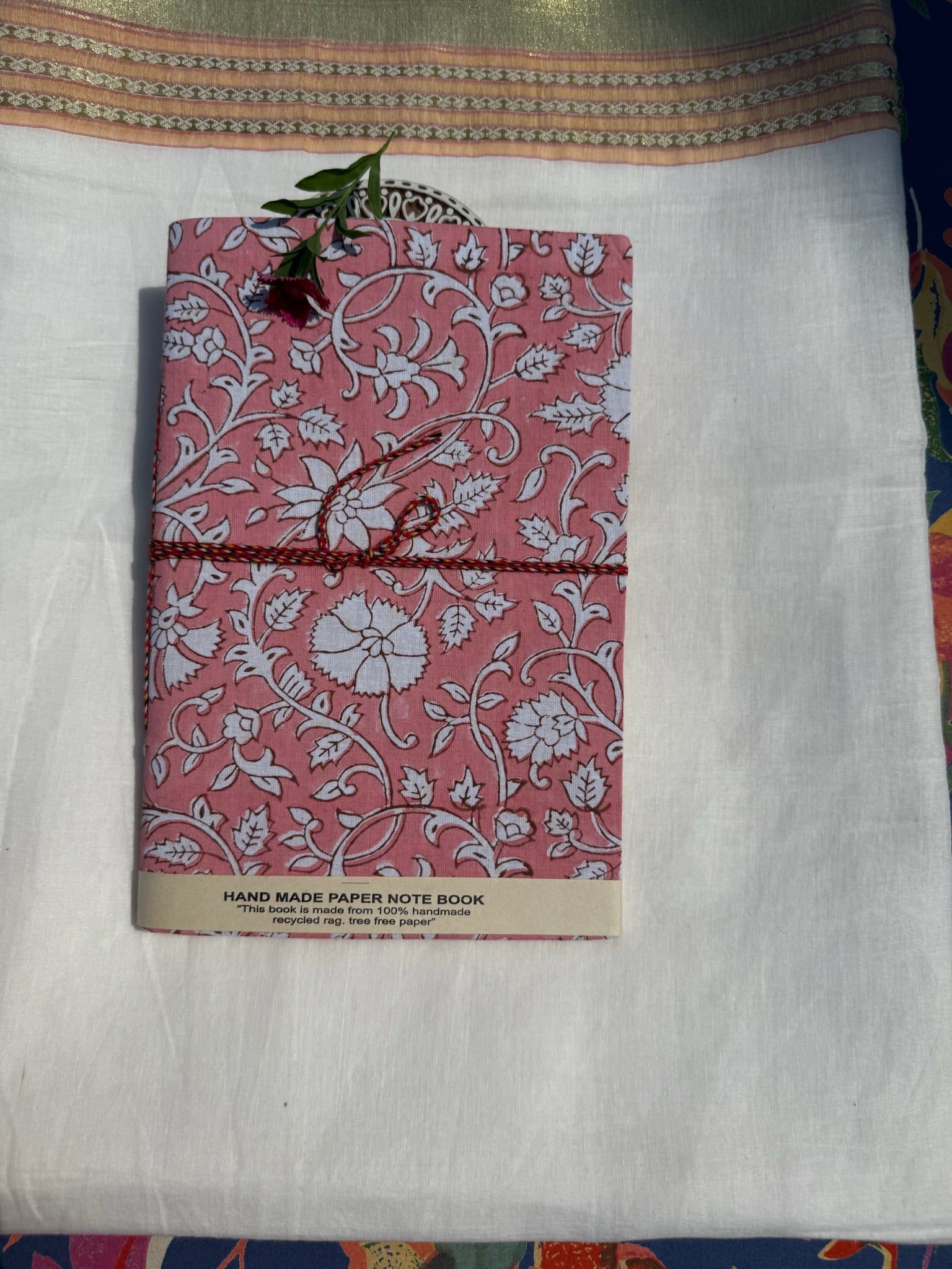 Block print cover recycled paper Diary