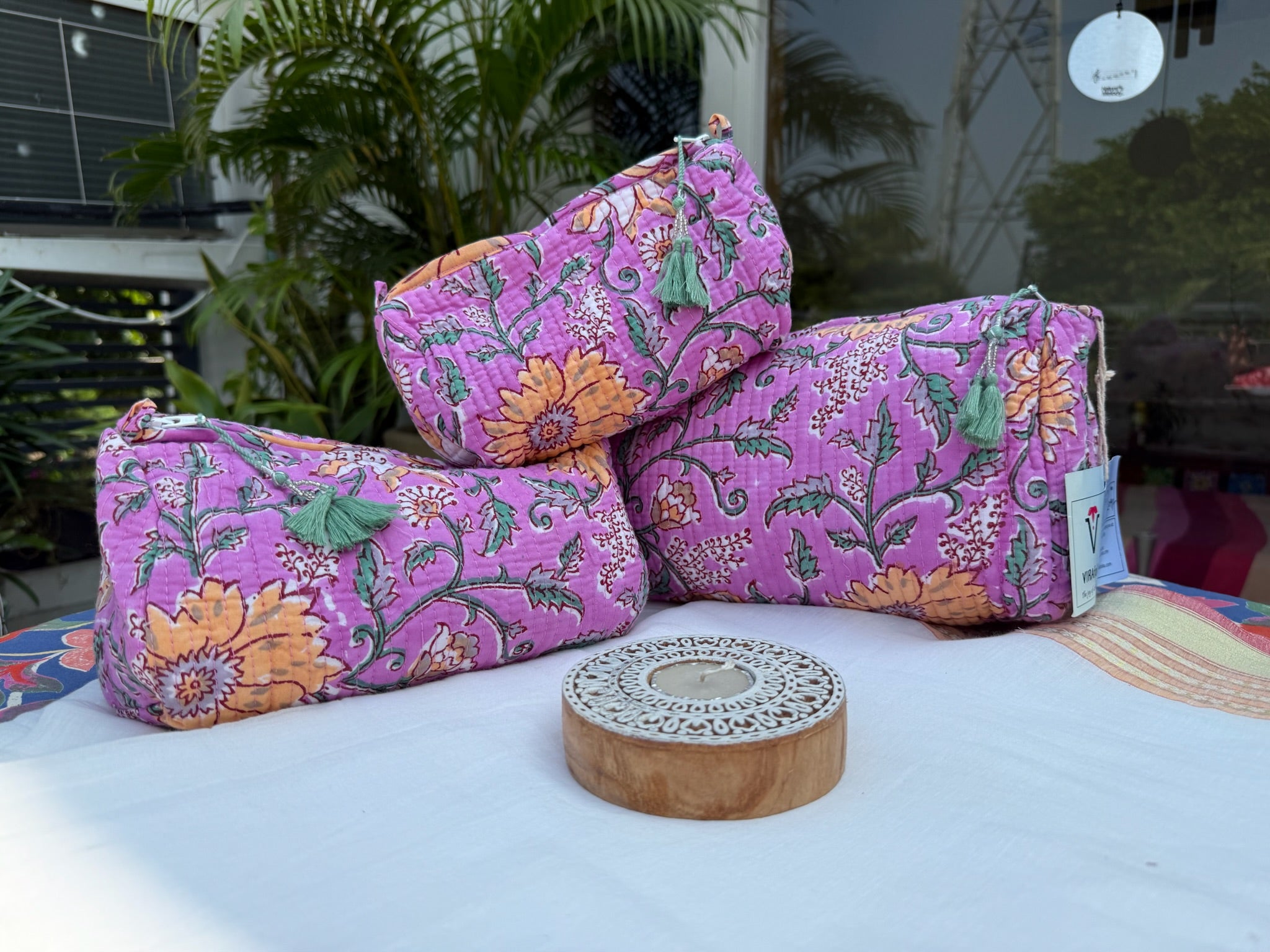 Floral Pink Pouch Set of 3