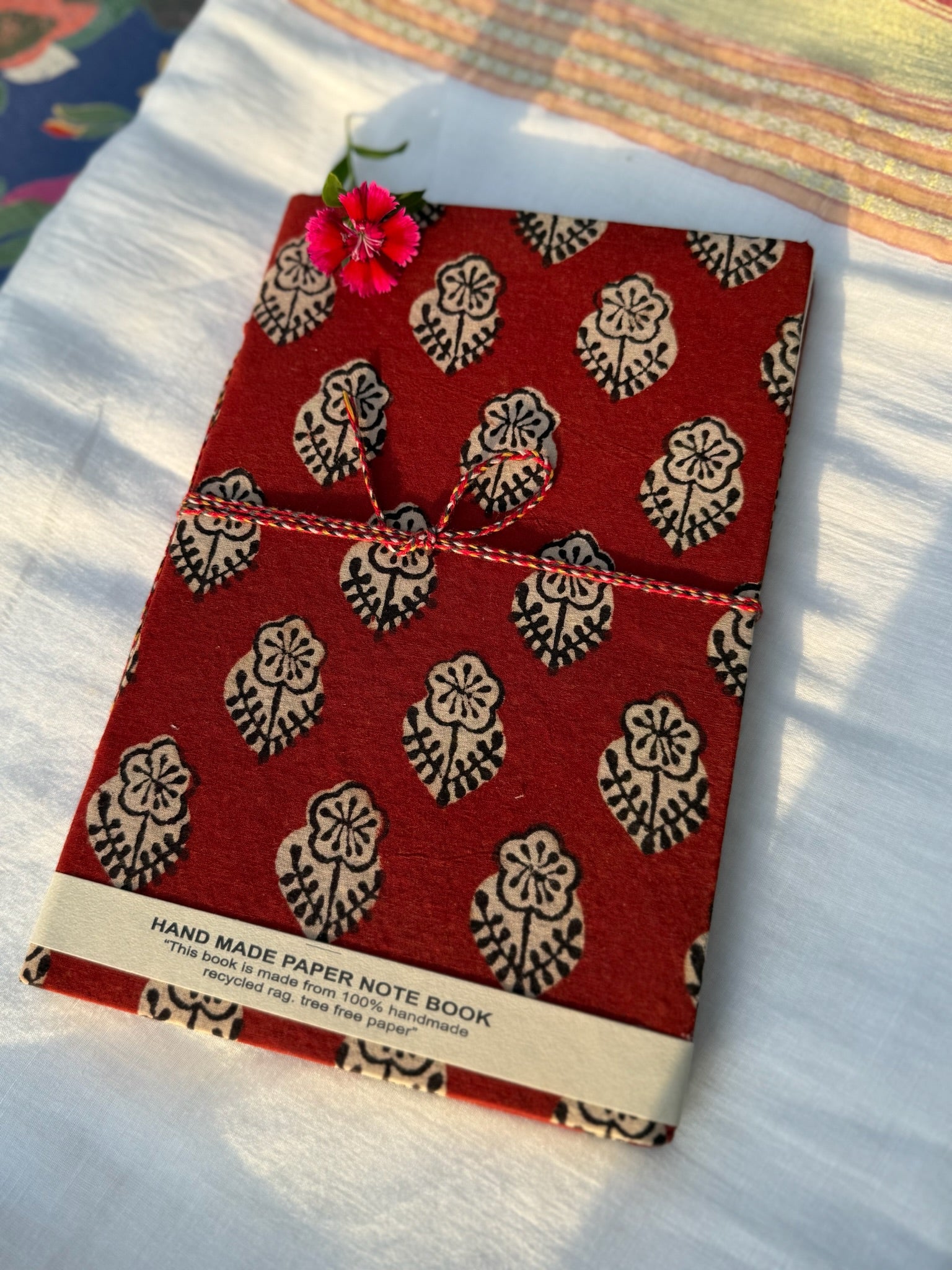 Block print cover recycled paper Diary