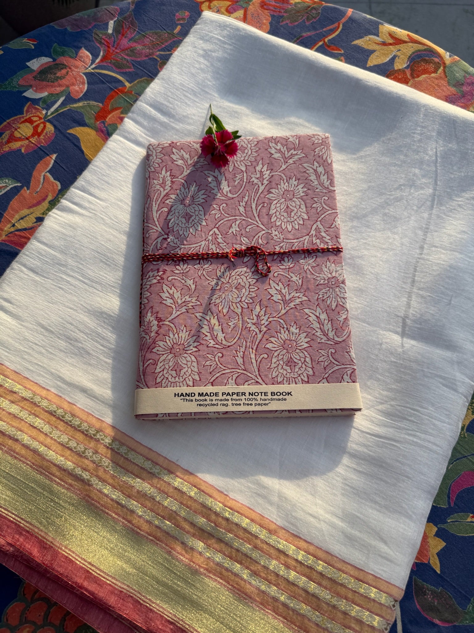 Block print cover recycled paper Diary