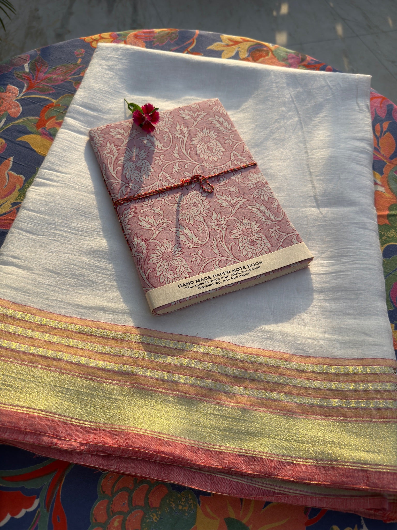 Block print cover recycled paper Diary