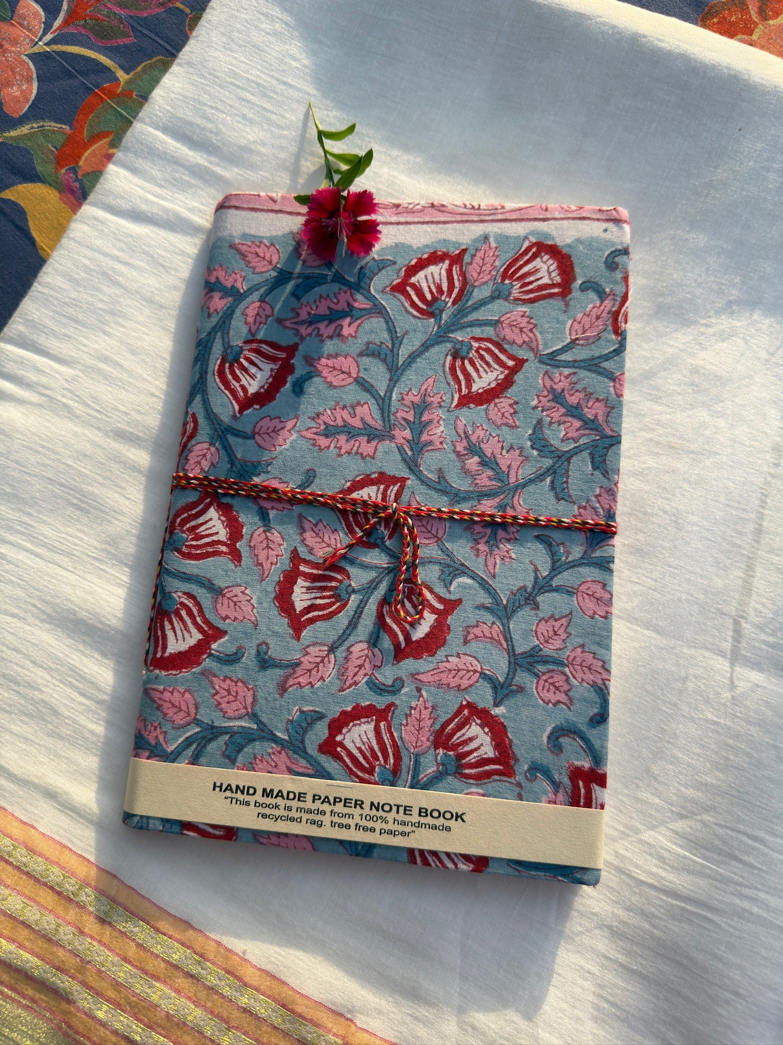 Block print cover recycled paper Diary