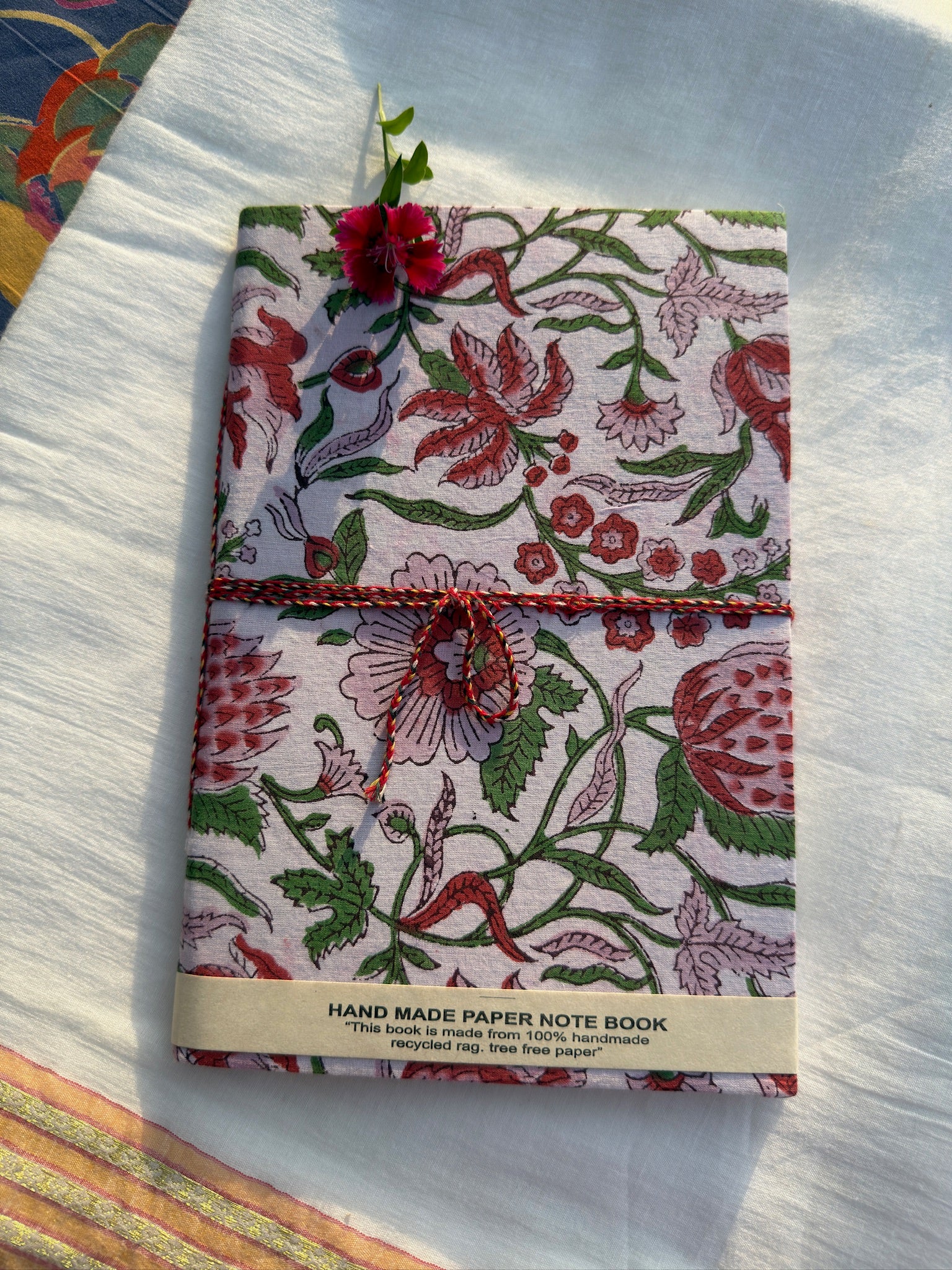 Block print cover recycled paper Diary