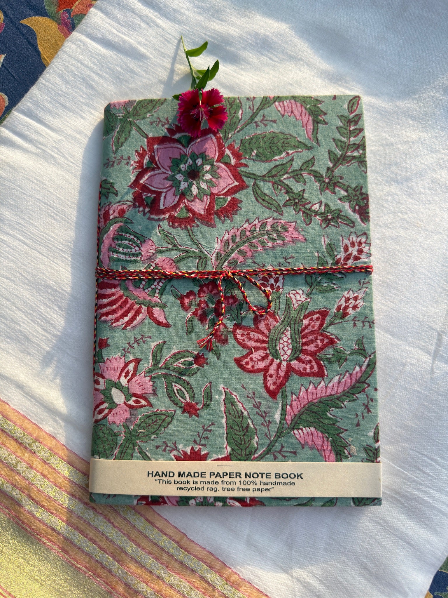 Block print cover recycled paper Diary