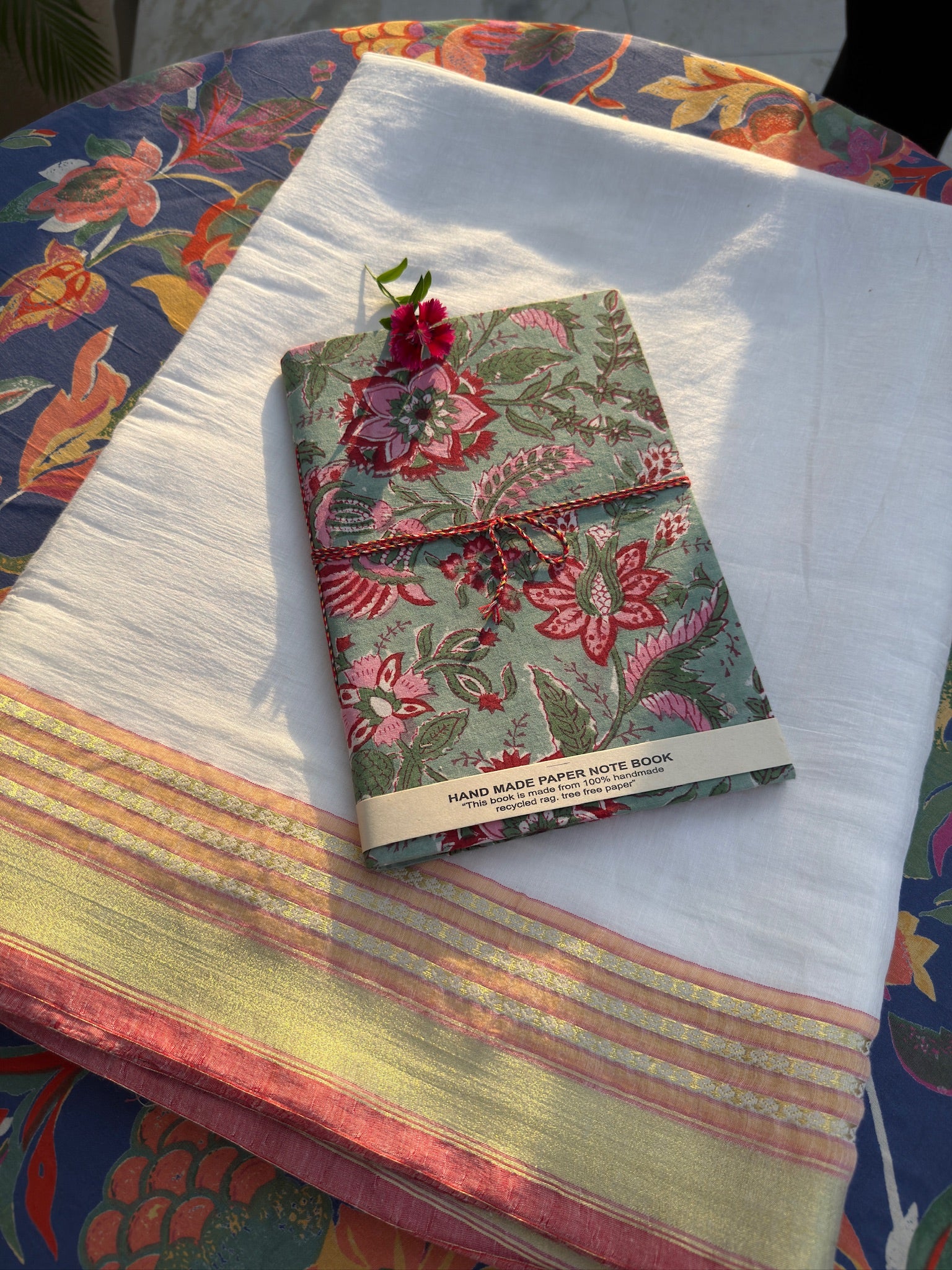 Block print cover recycled paper Diary