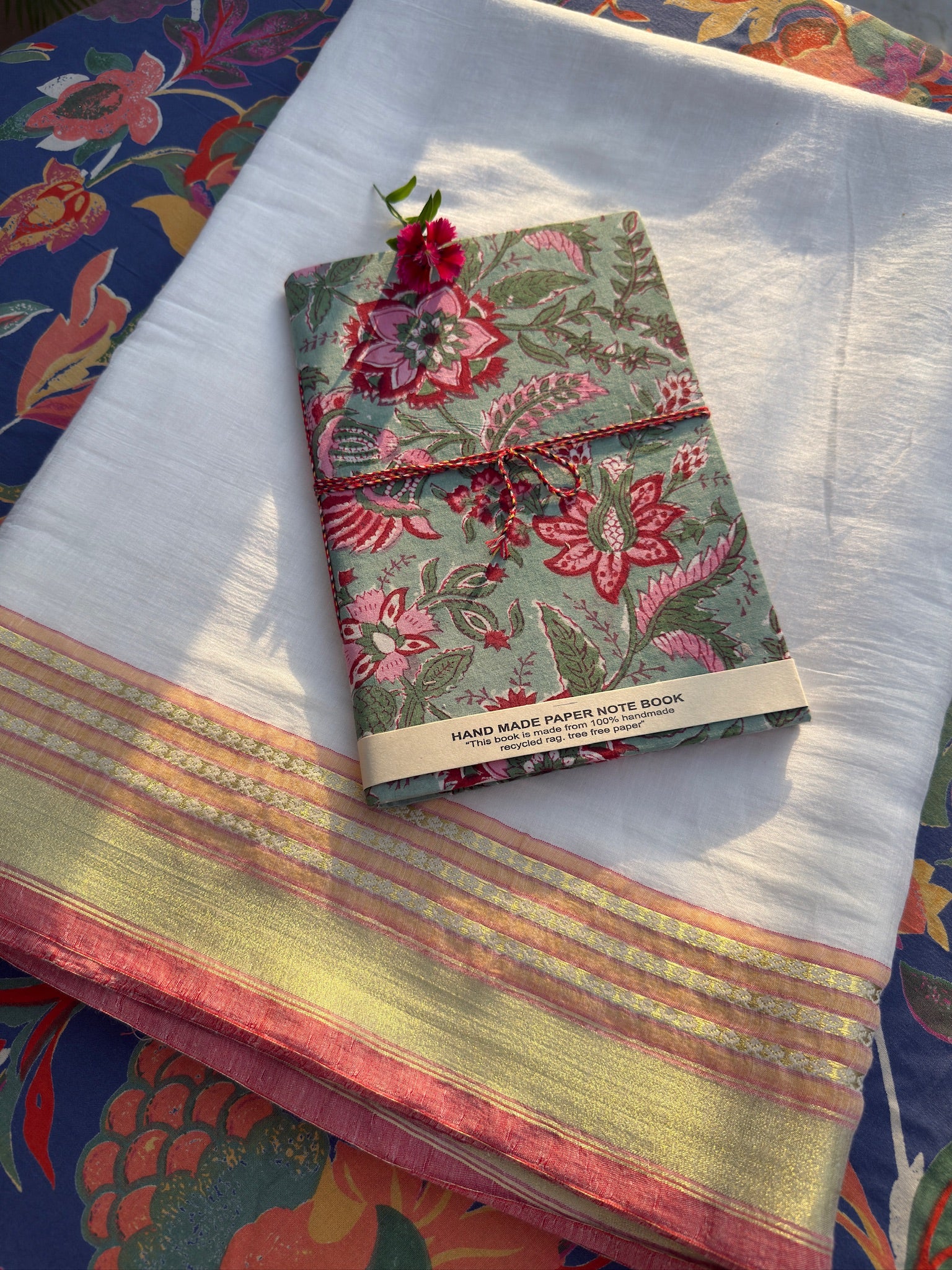 Block print cover recycled paper Diary