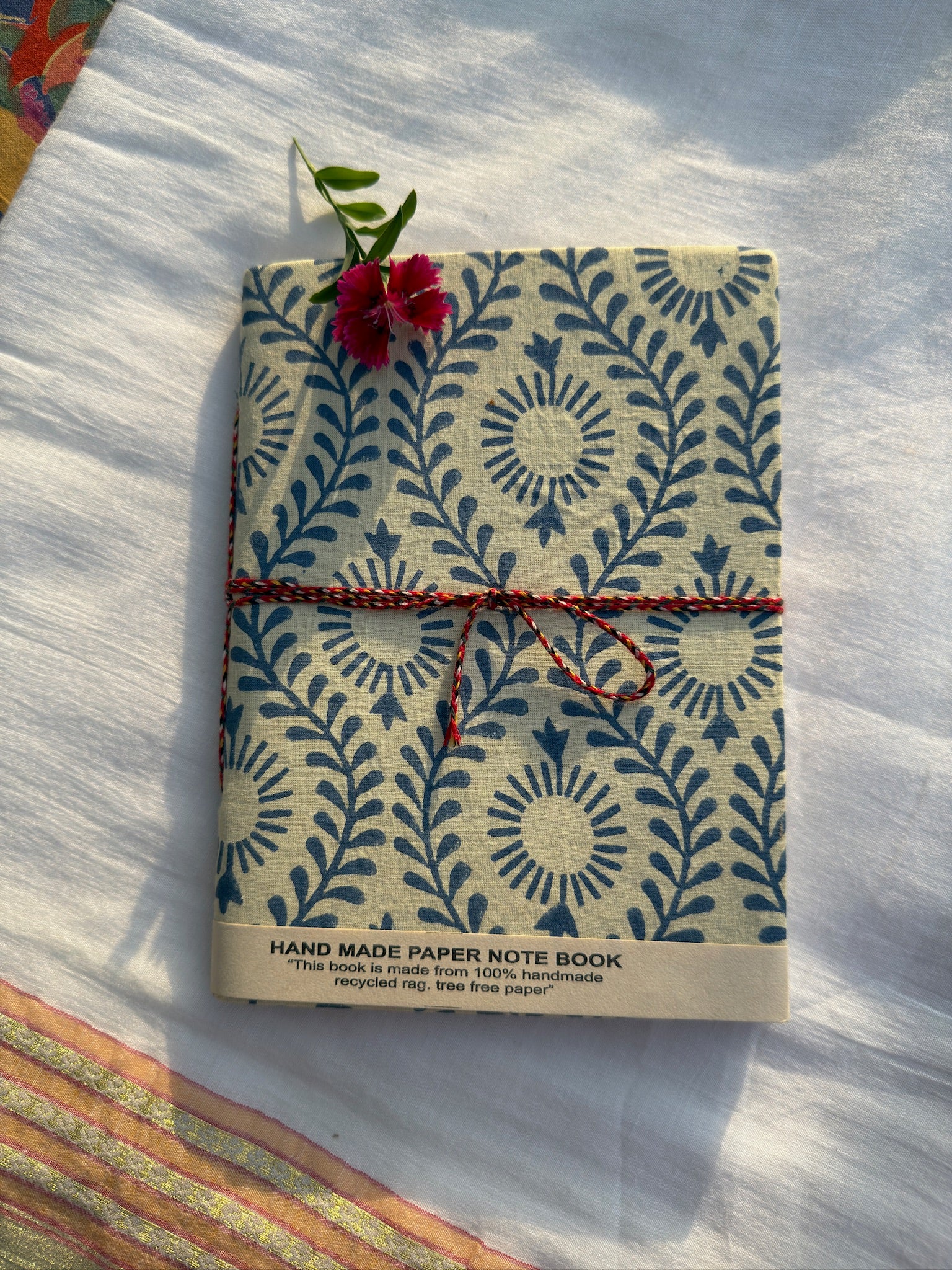 Block print cover recycled paper Diary