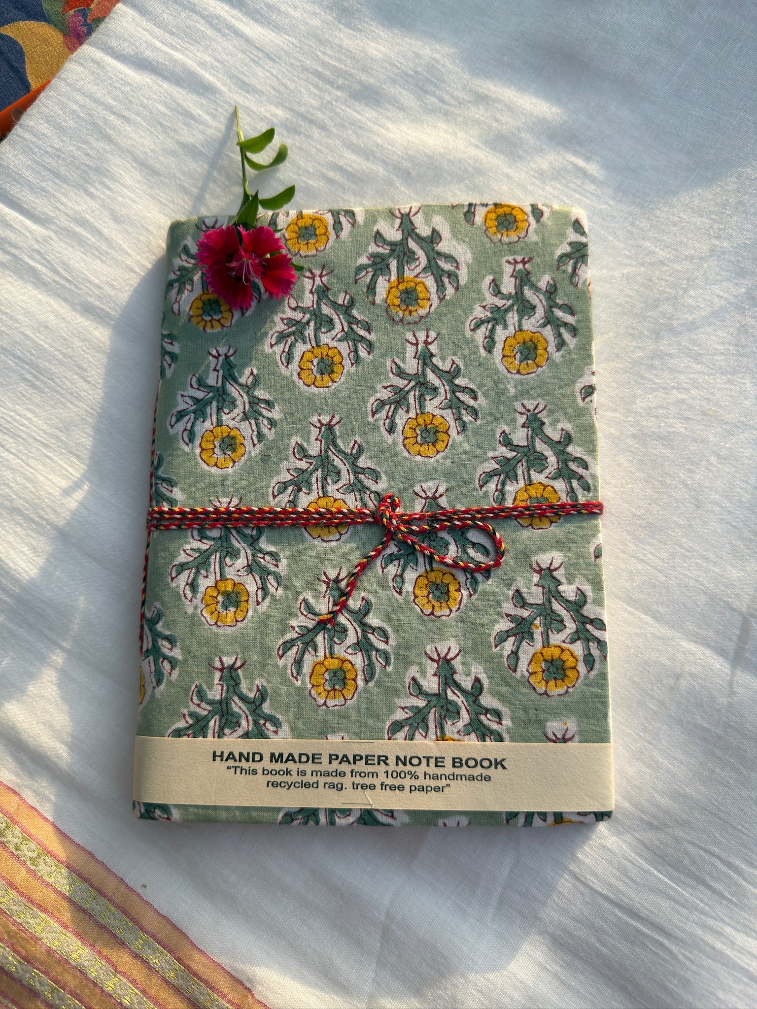 Block print cover recycled paper Diary