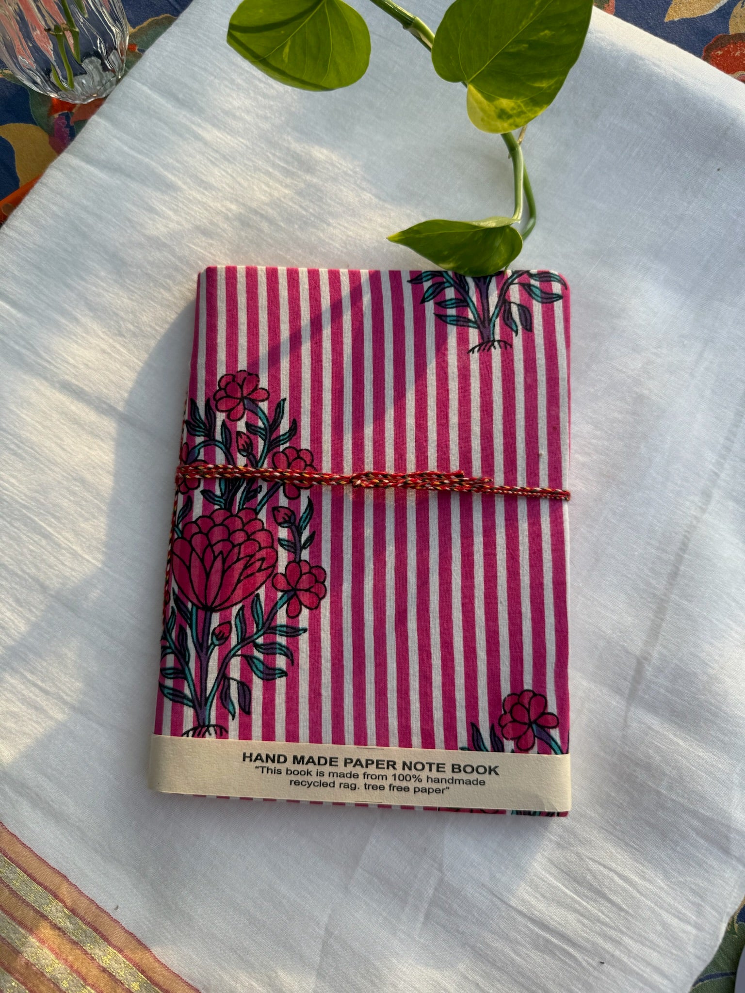 Block print cover recycled paper Diary