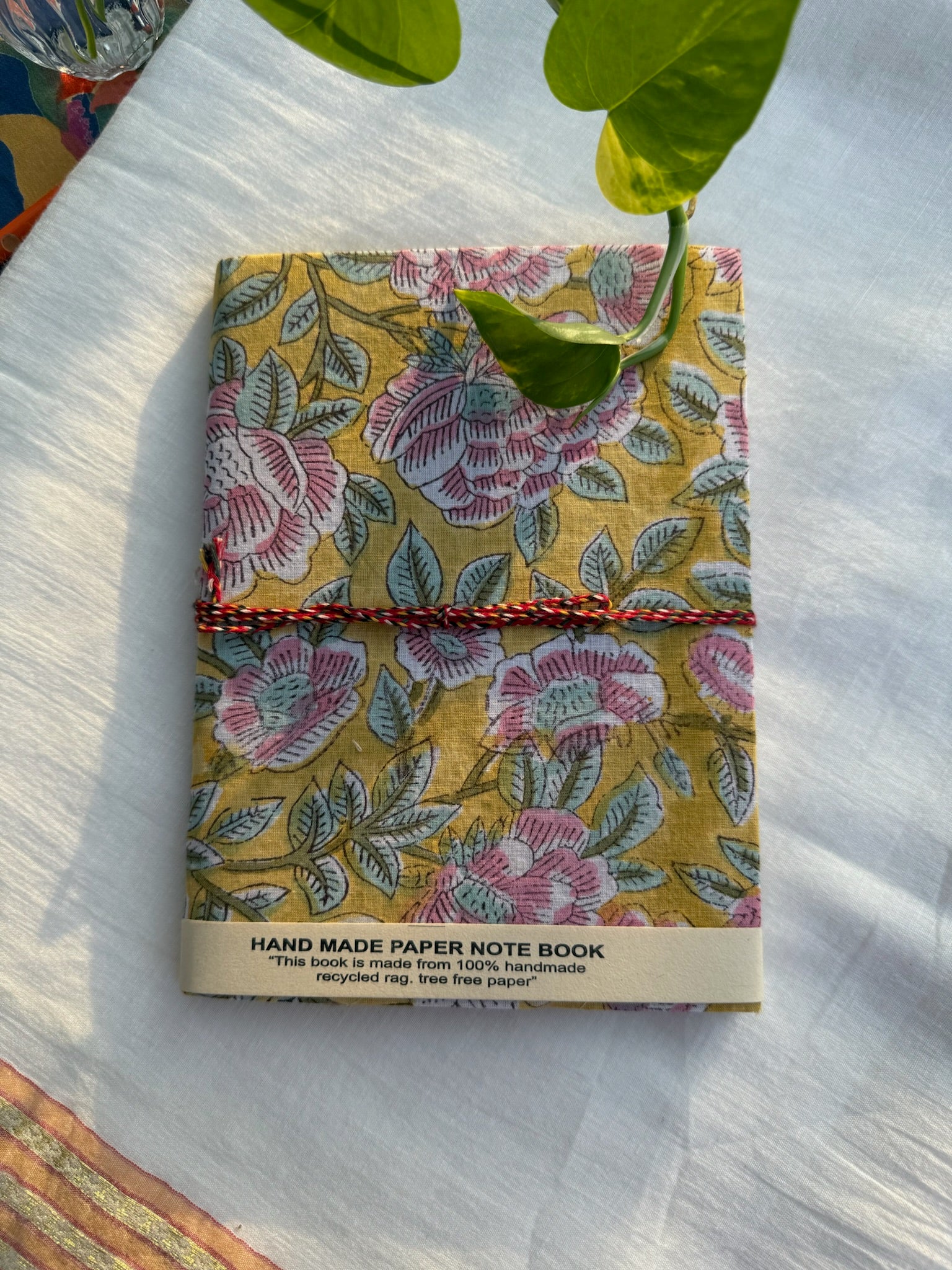 Block print cover recycled paper Diary