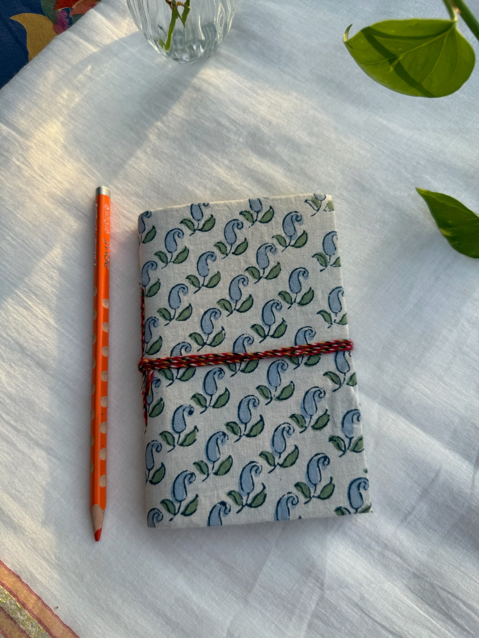Block print cover recycled paper Diary