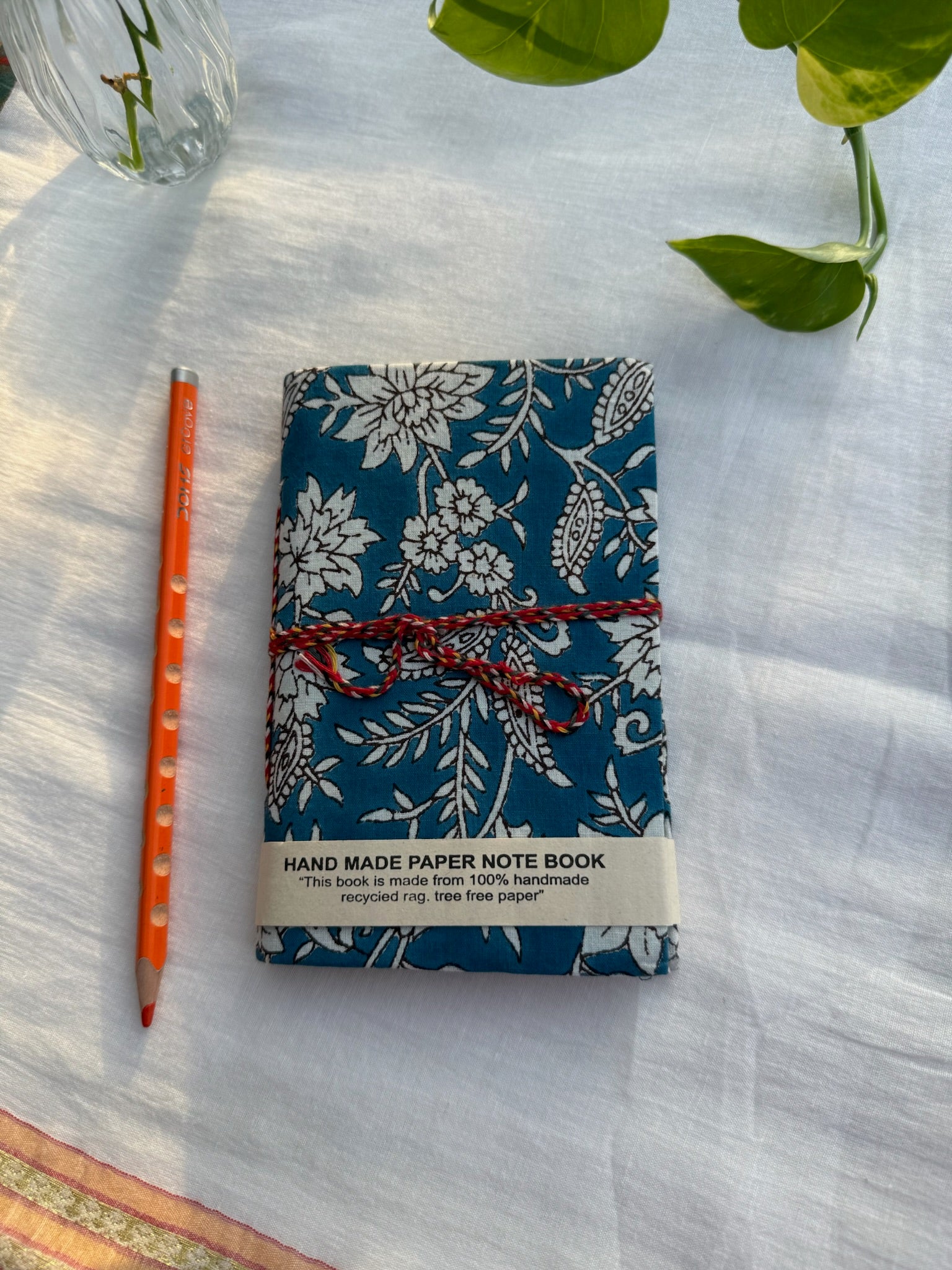 Block print cover recycled paper Diary