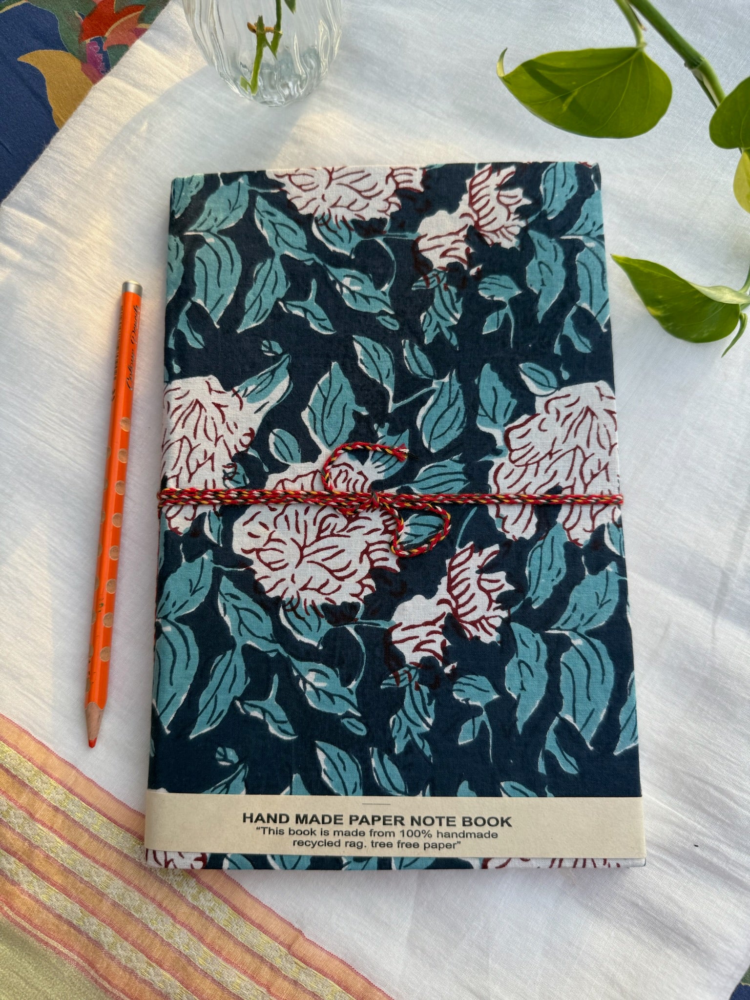 Block print cover recycled paper Diary